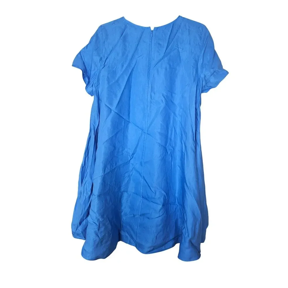 NEW Banana Republic S Aurelia Linen Blend Mini Dress Blue Shift Coastal Casual